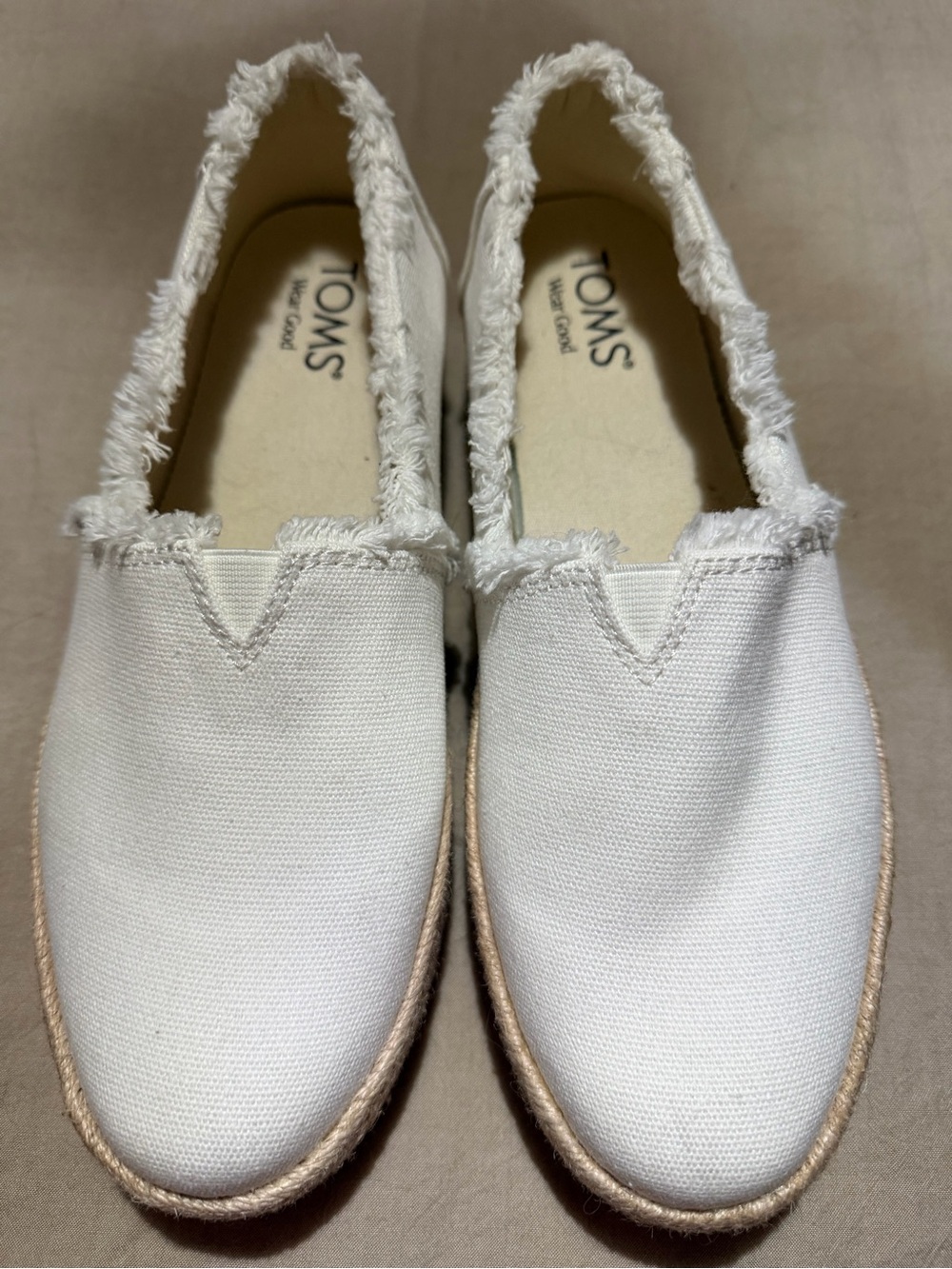 TOMS White Canvas Valencia Espadrille Slip-On Platforms